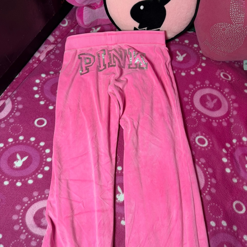 Victoria’s Secret PINK Velour Matching Tracksuit Set Bright Pink - Picture 3 of 11